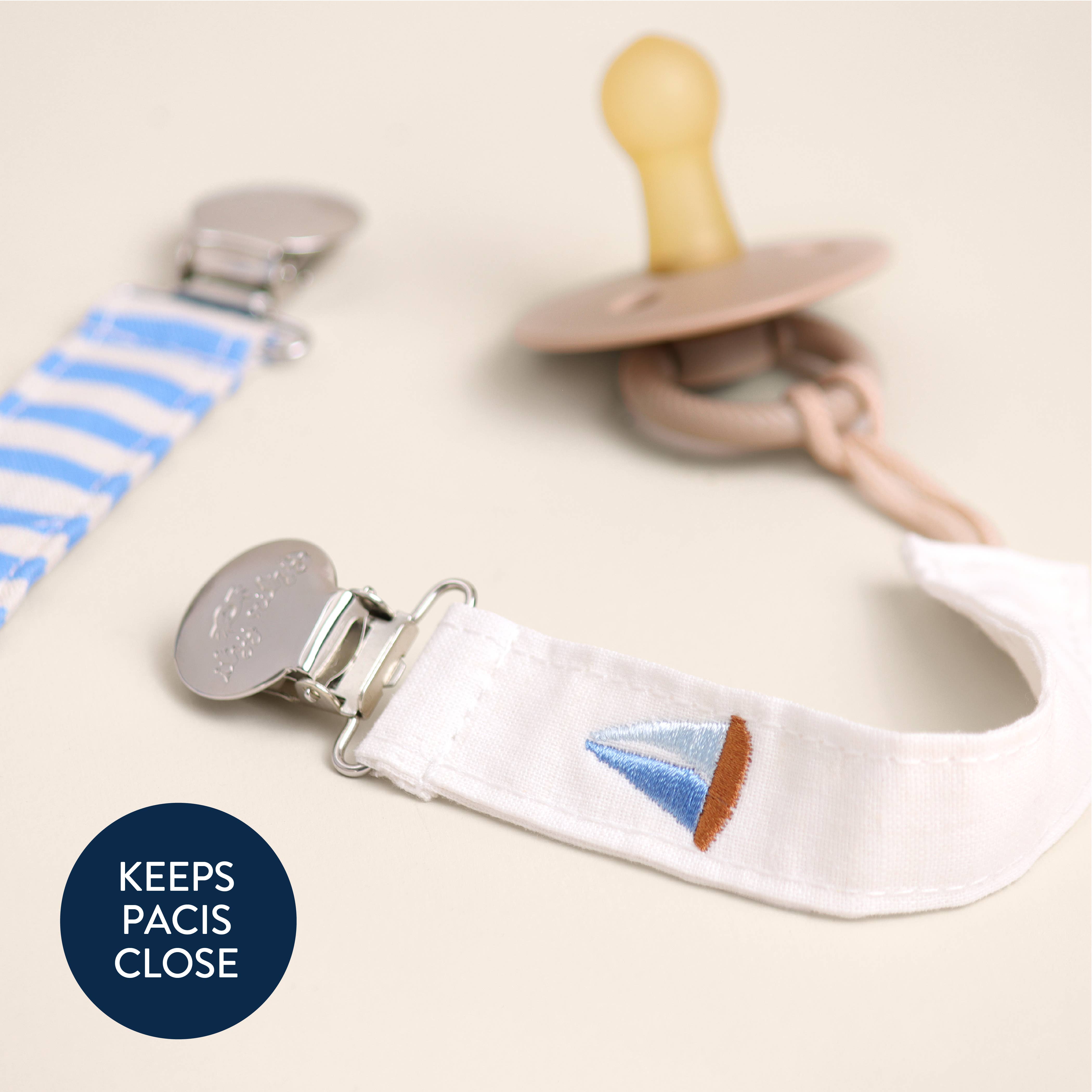 Itzy Clip™ - Fabric Pacifier Strap - Nautical