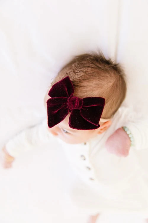 Velvet Bow Headbands - Wine (3 Pack)