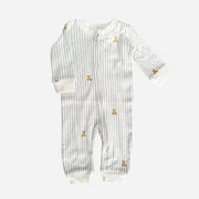 Layette Long Sleeve Zipper Romper, Teddy Bear