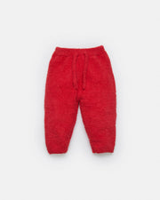 Fuzzy Holiday Boxy Lounge Pants - Ecru Crimson
