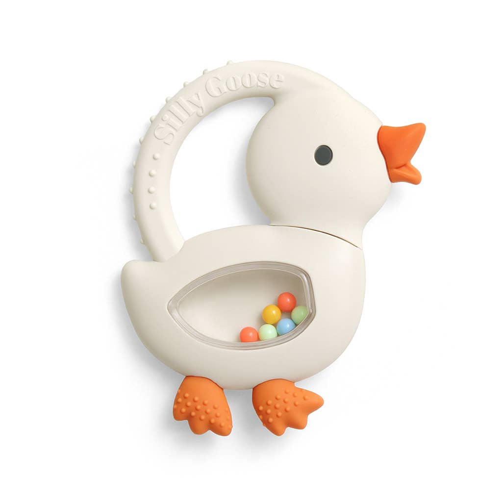 Bitzy Shake™ - Silicone Teether with Rattle - Goose