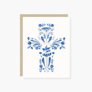 2021 Co. Cards Blessings Blue Floral Cross Religious Card