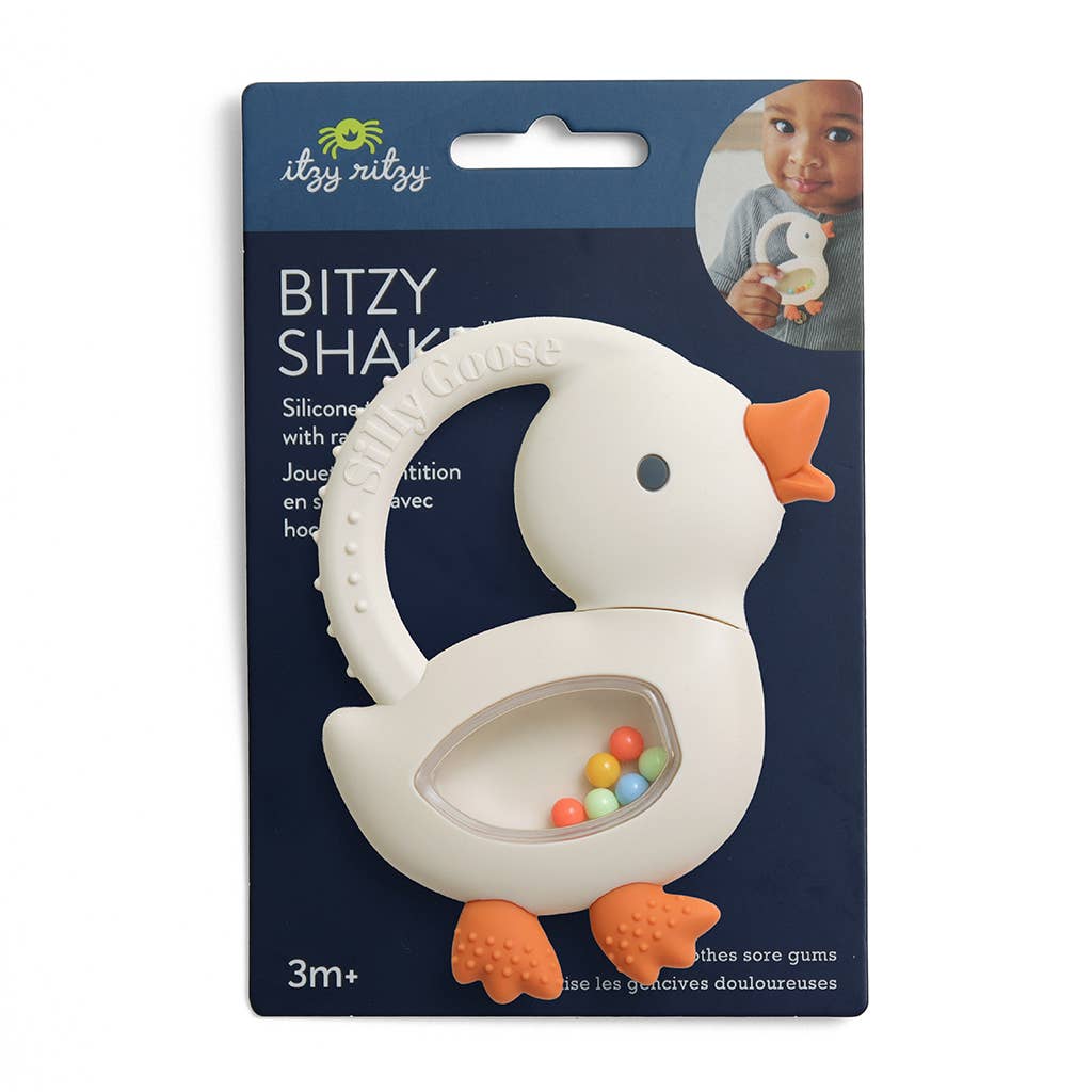 Bitzy Shake™ - Silicone Teether with Rattle - Goose