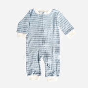 Layette Long Sleeve Zipper Romper, Waves