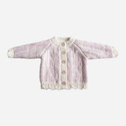 Windowpane Cardigan Pink Checkered Sweater