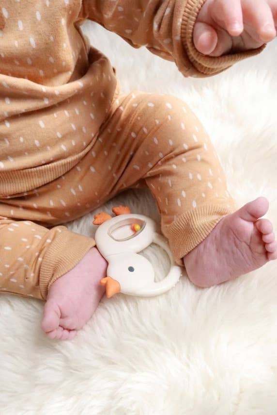 Bitzy Shake™ - Silicone Teether with Rattle - Goose