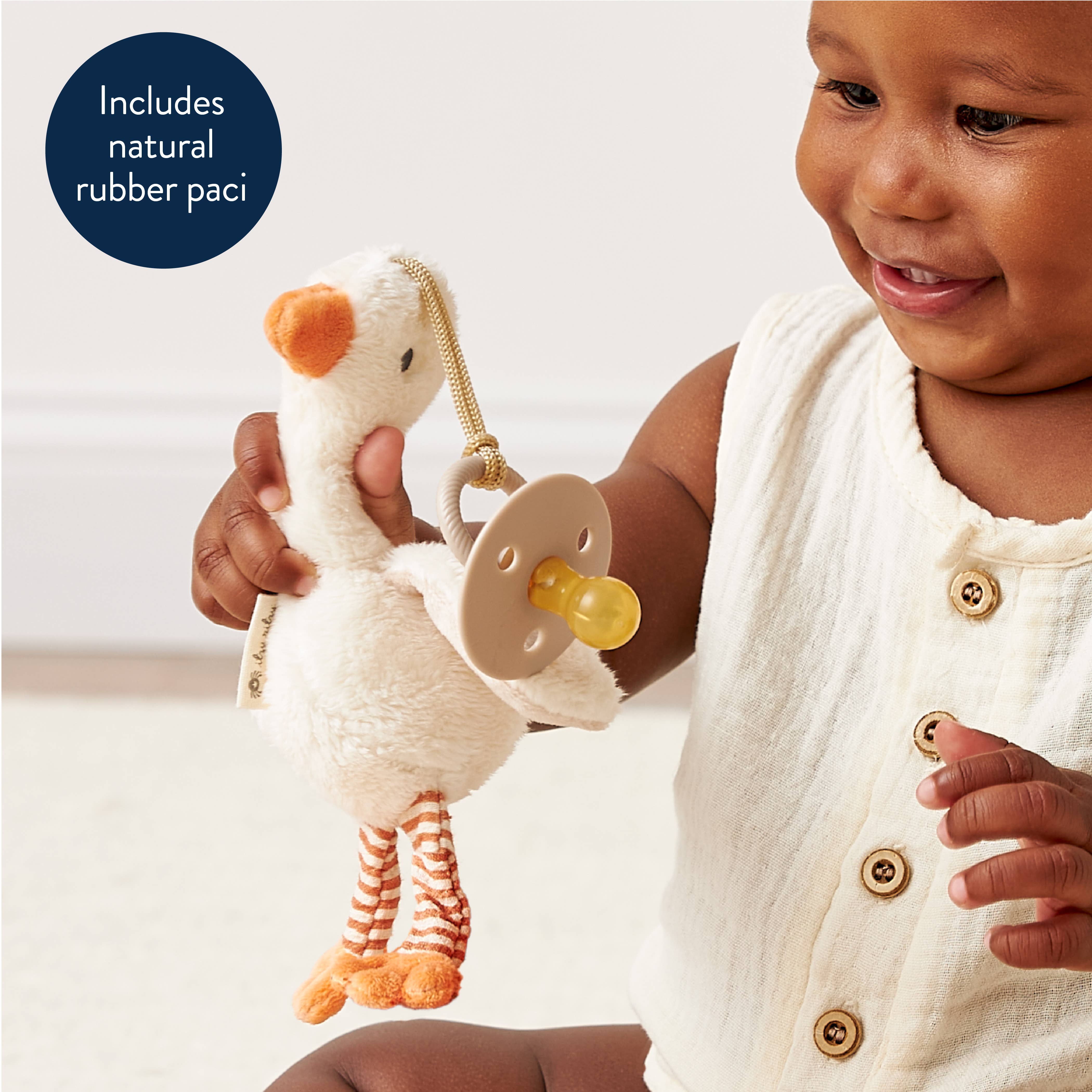Bitzy Pal Natural Rubber Pacifier & Plush - Goose