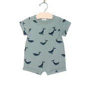 Baby Spring and Summer Short Sleeve Romper- Blue Whales