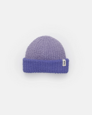 Fuzzy Two-Tone Ribbed Beanie - Taro Imperial