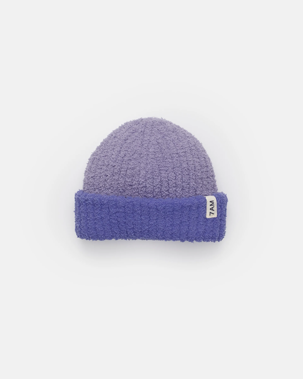 Fuzzy Two-Tone Ribbed Beanie - Taro Imperial