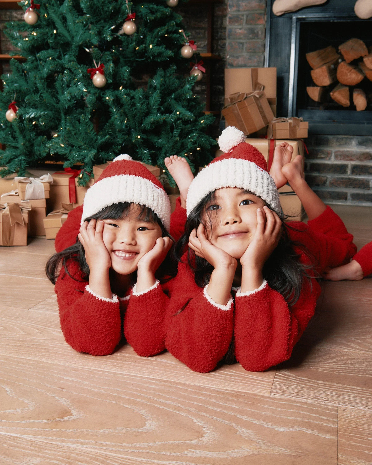 Fuzzy Holiday Boxy Sweater - Ecru Crimson