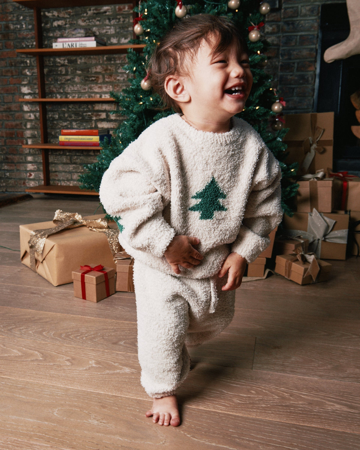 Fuzzy Holiday Boxy Sweater - Ecru Ivy