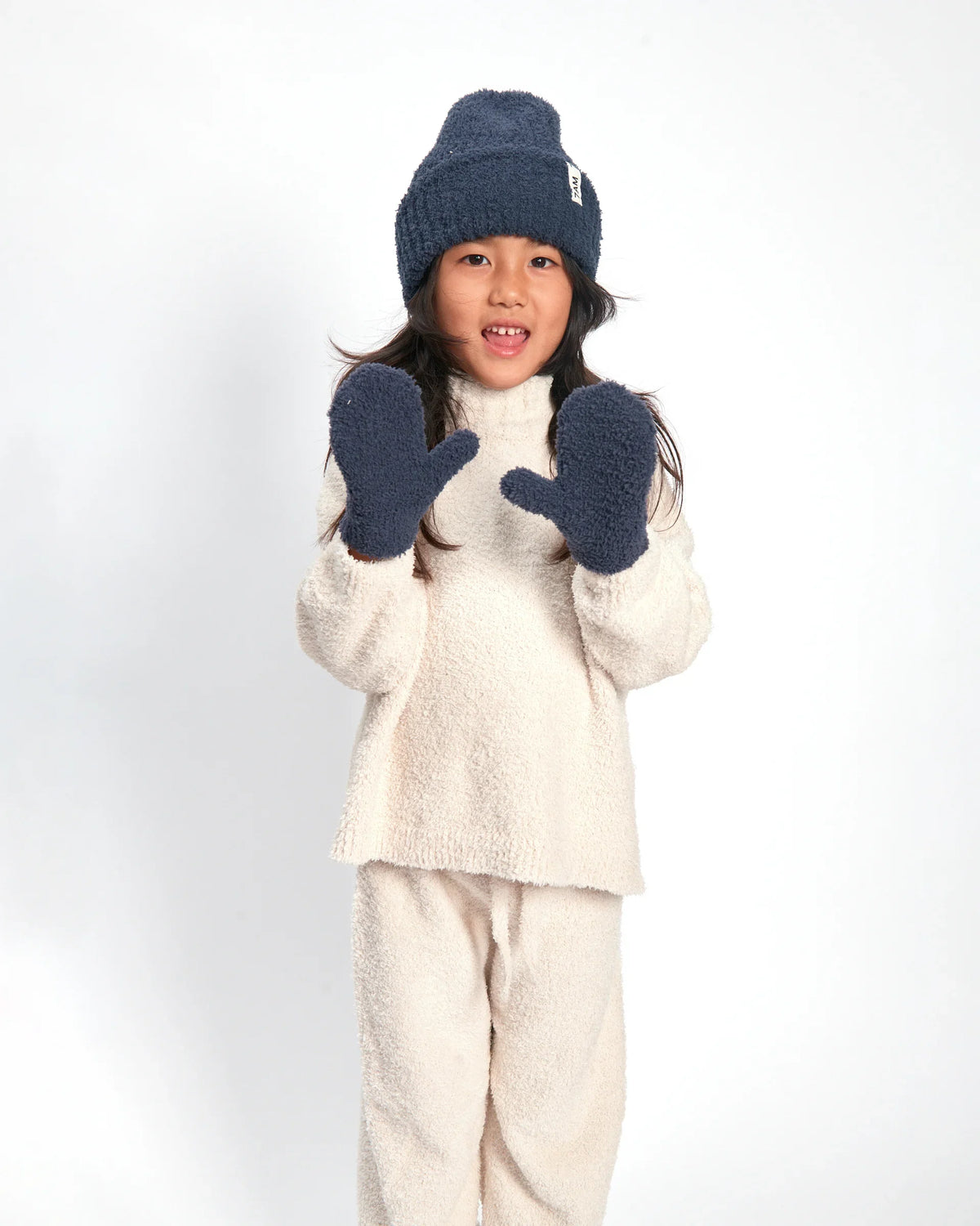 Fuzzy Mittens - Navy