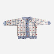 Windowpane Heart Cardigan, Blue