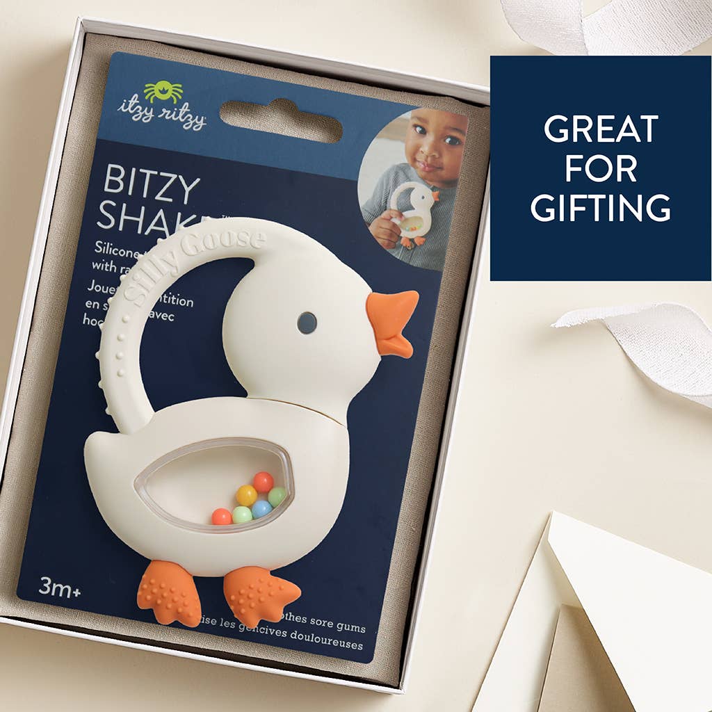 Bitzy Shake™ - Silicone Teether with Rattle - Goose