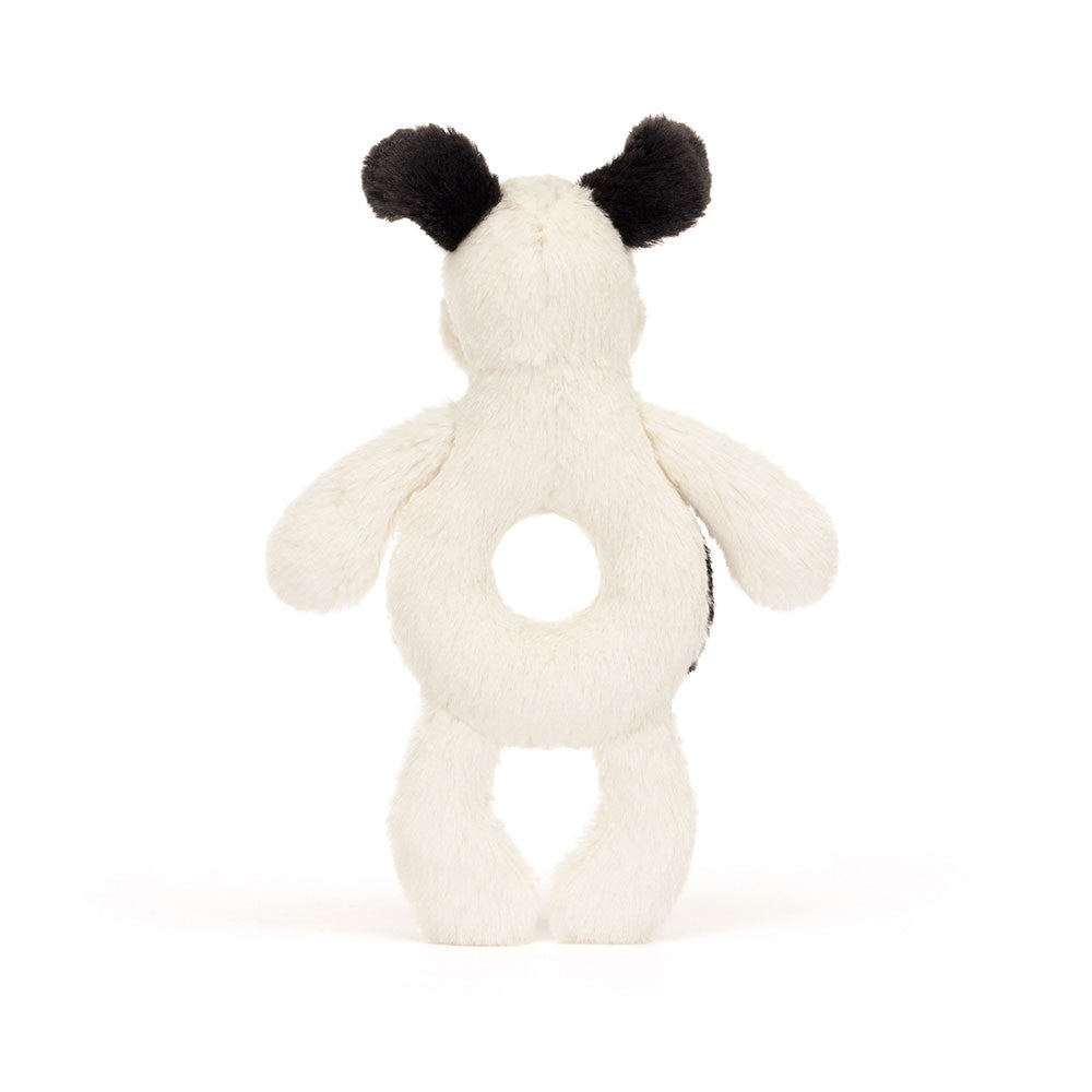 Bashful Black & Cream Puppy Ring Rattle | Jellycat