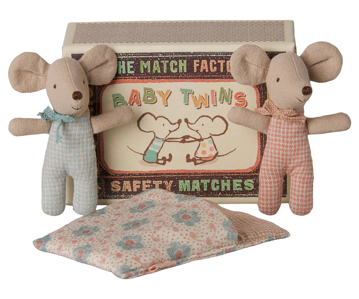 Twins, Baby mice in matchbox - Checker | Maileg