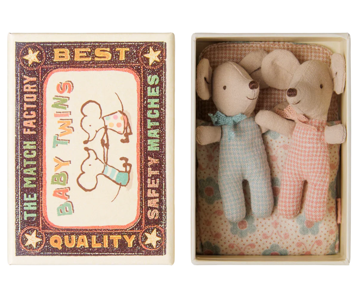 Twins, Baby mice in matchbox - Checker | Maileg