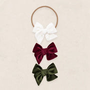 Velvet Bow Headbands - Wine (3 Pack)