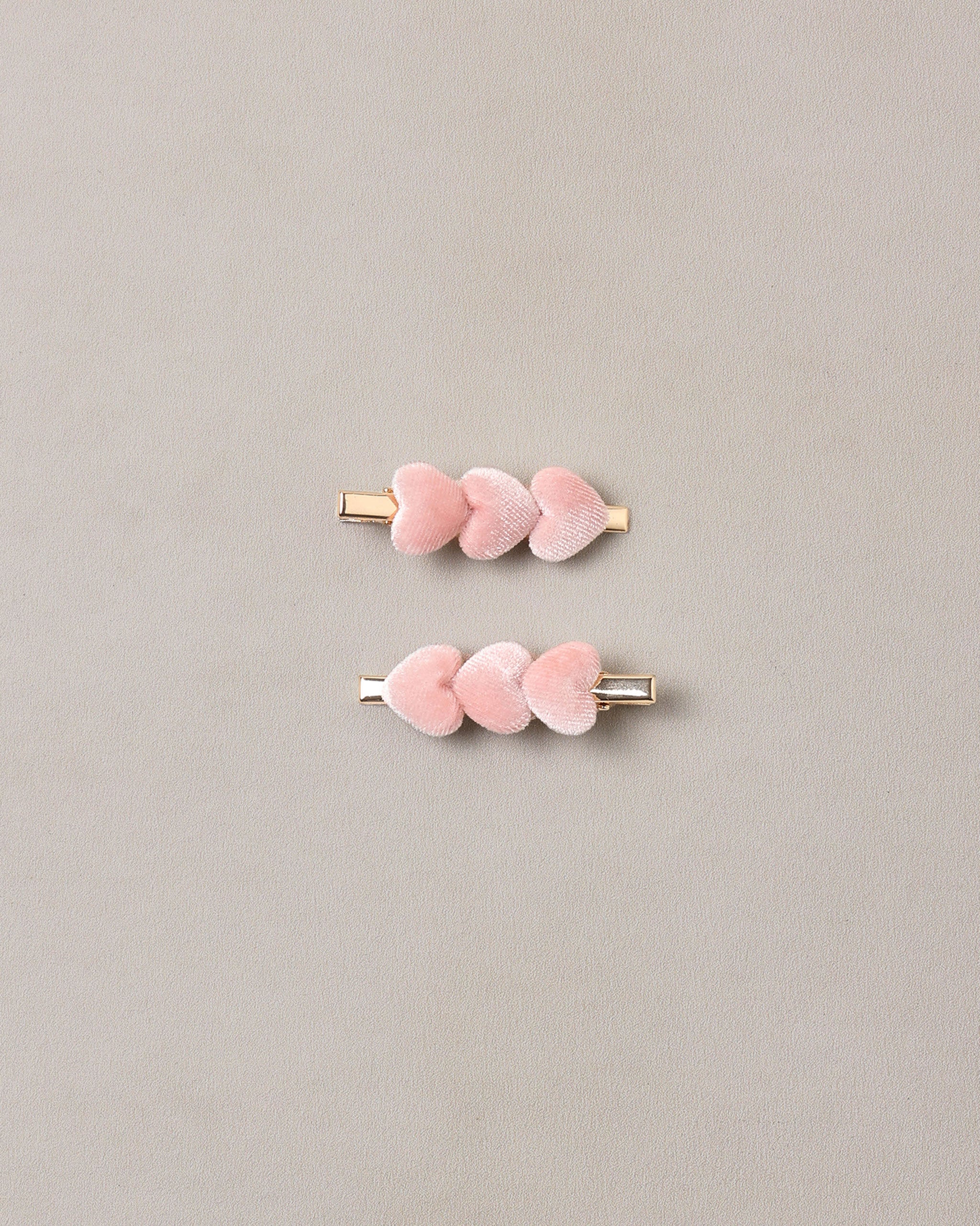 Velvet Heart Clips || Rose