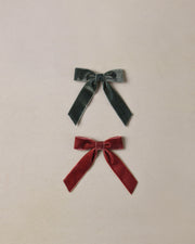 Velvet Bows Set || Green, Ruby