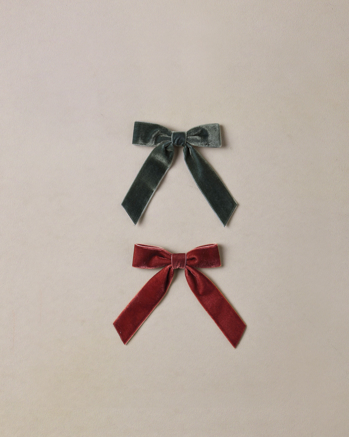 Velvet Bows Set || Green, Ruby