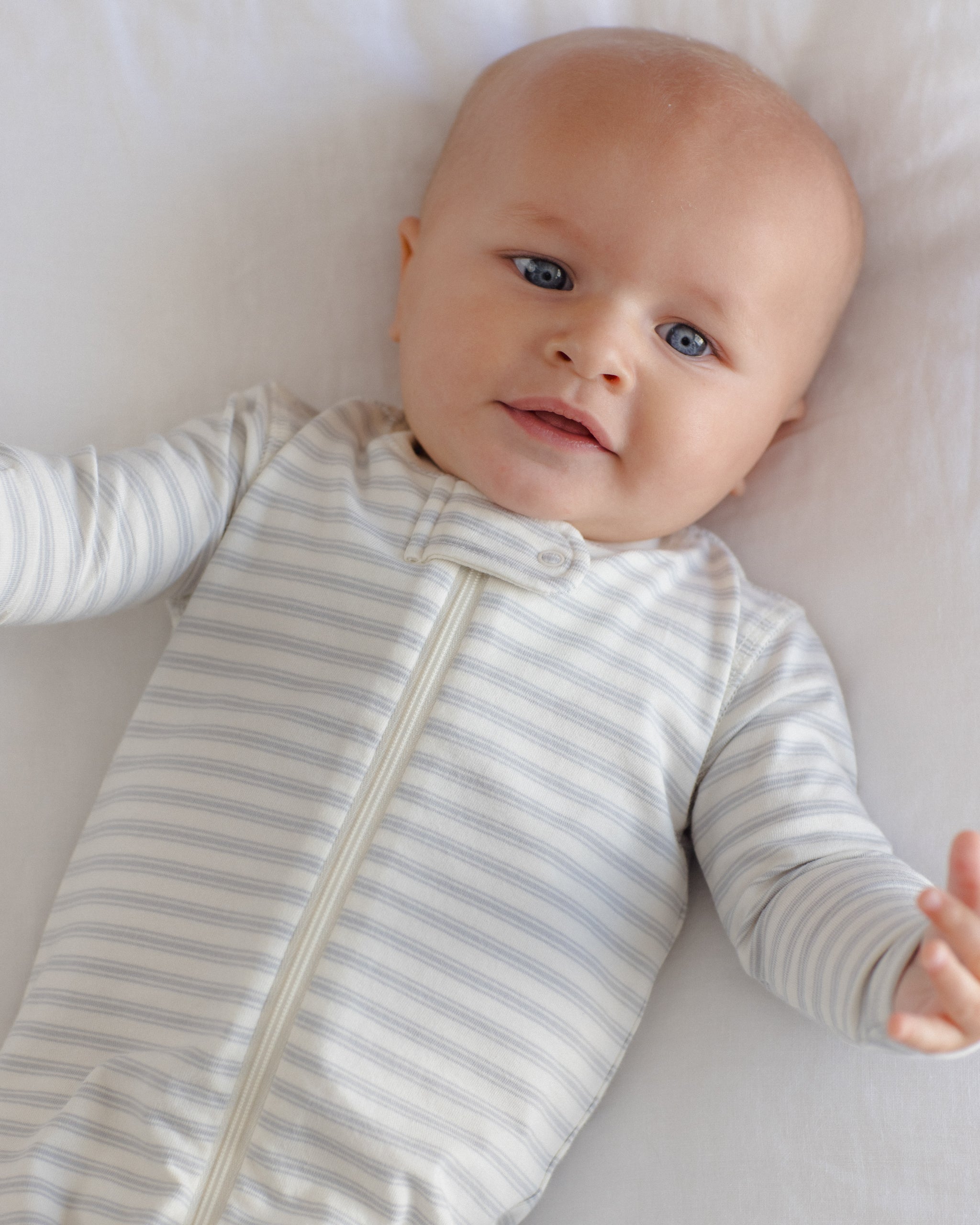 Zip Long Sleeve Sleeper Footie || Cloud Stripe