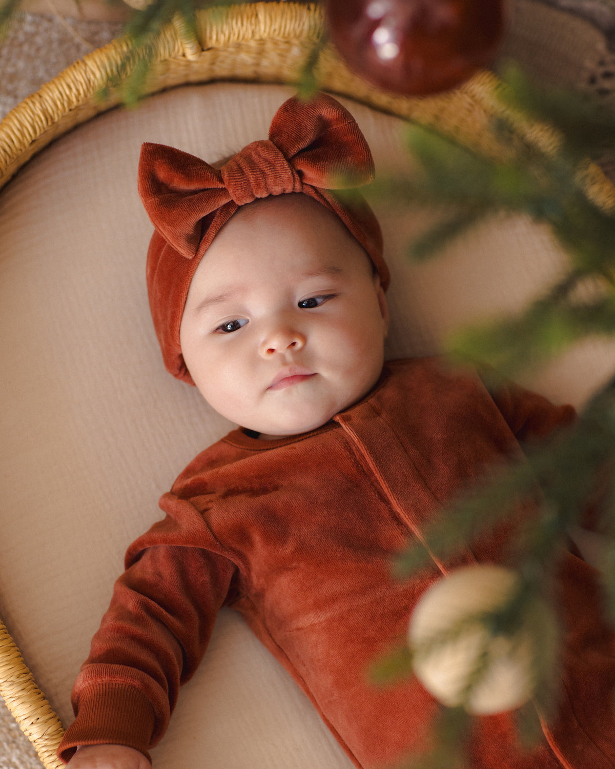 Velour Bow Headband || Redwood