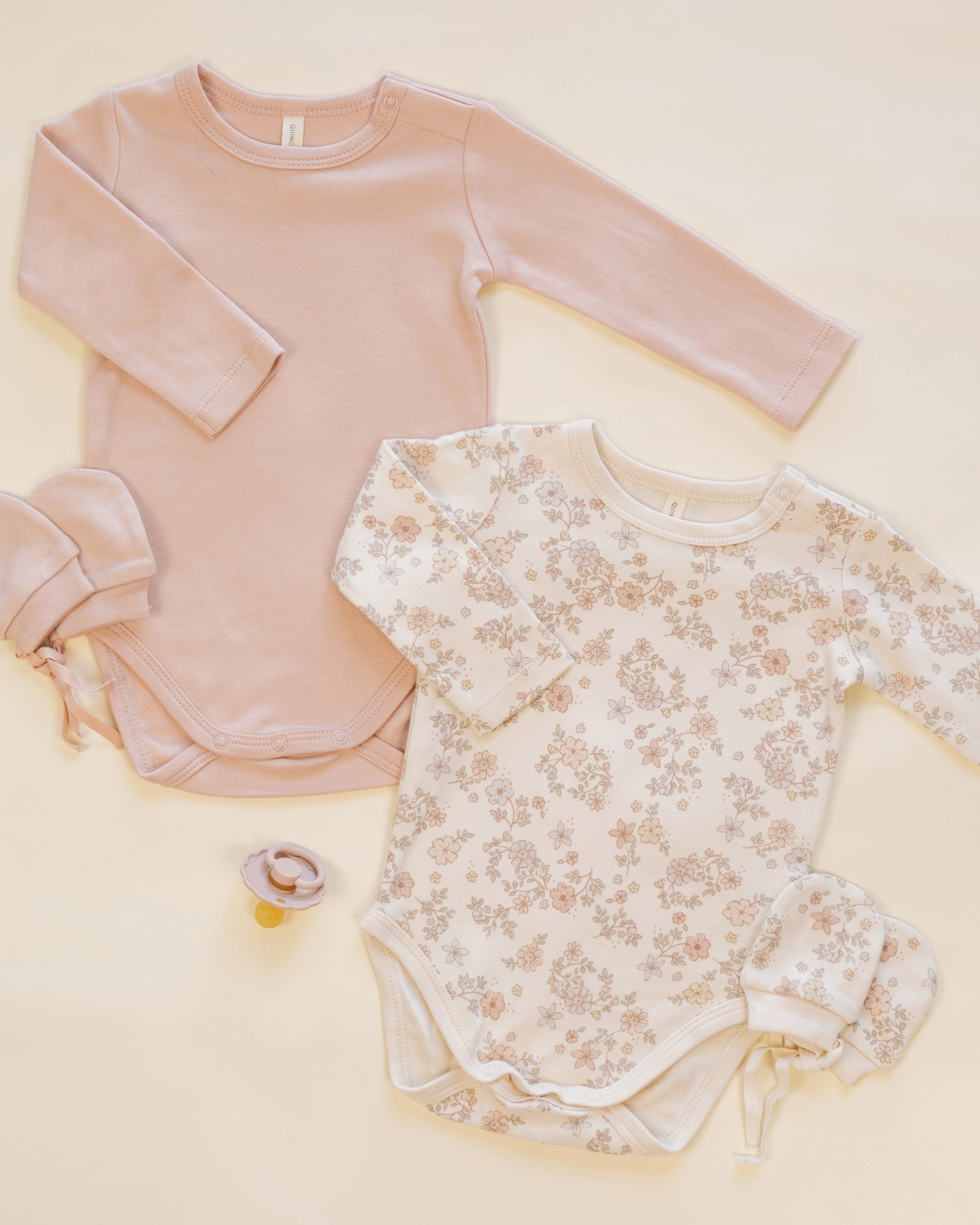 Jersey Bodysuit 2 Pack || Floral Vine, Dusty Rose