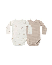 Jersey Bodysuit 2 Pack || Bunnies, Almond Stripe