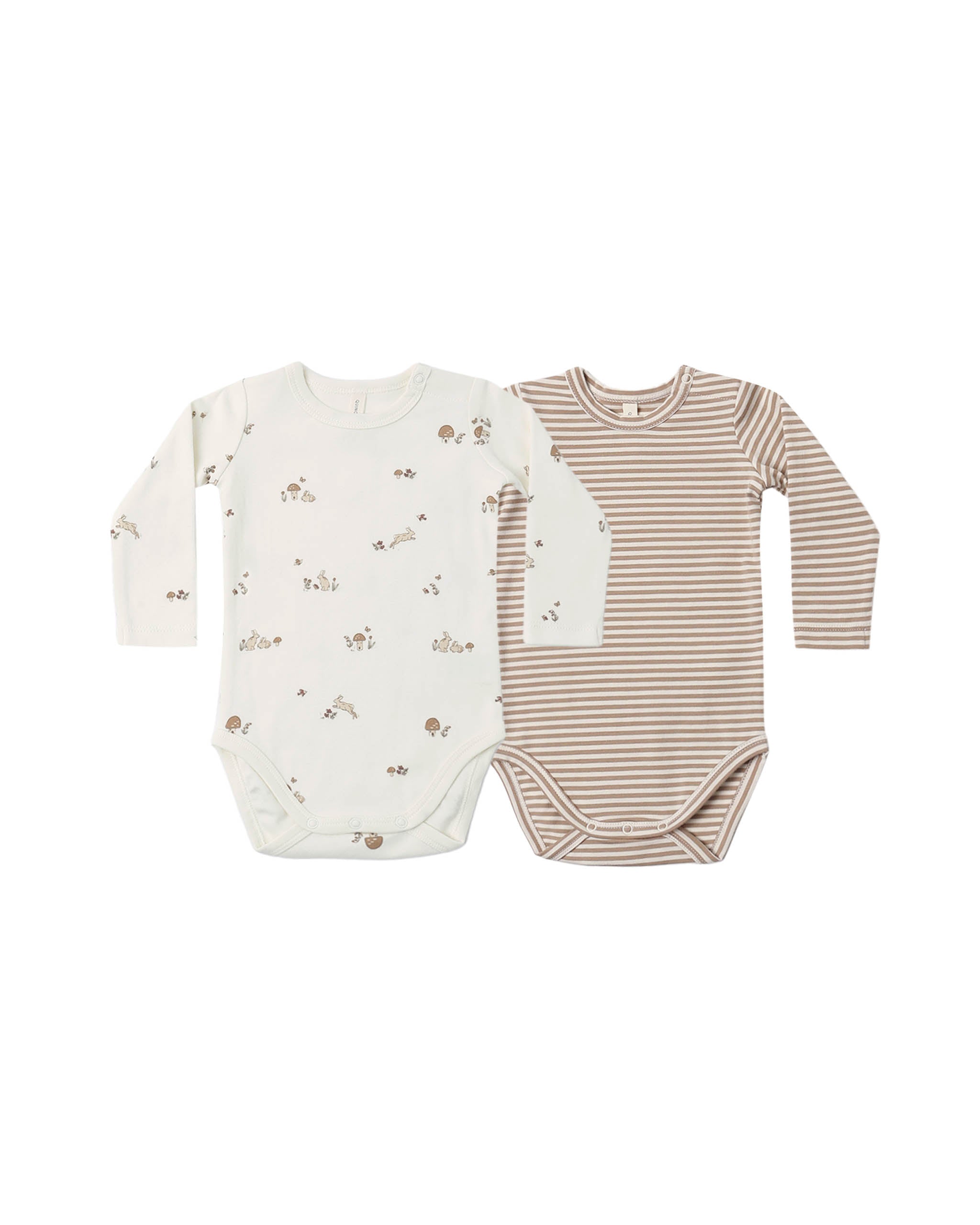 Jersey Bodysuit 2 Pack || Bunnies, Almond Stripe