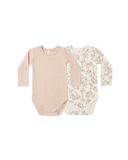 Jersey Bodysuit 2 Pack || Floral Vine, Dusty Rose