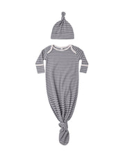 Knotted Baby Gown + Hat Set || Slate
