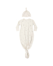 Knotted Baby Gown + Hat Set || Celestial