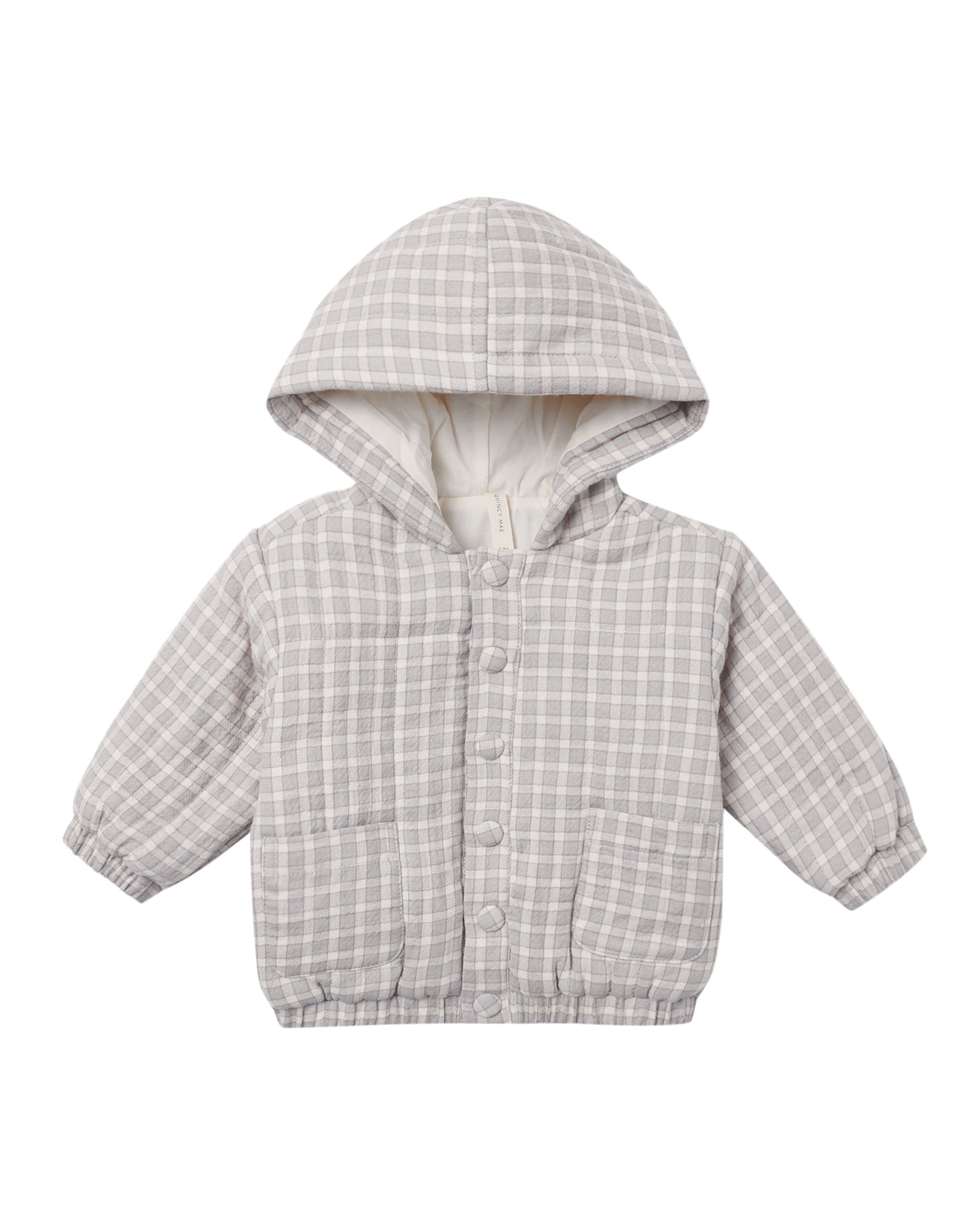 Hooded Woven Jacket || Blue Gingham