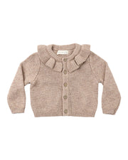 Ruffle Collar Cardigan || Heathered Almond