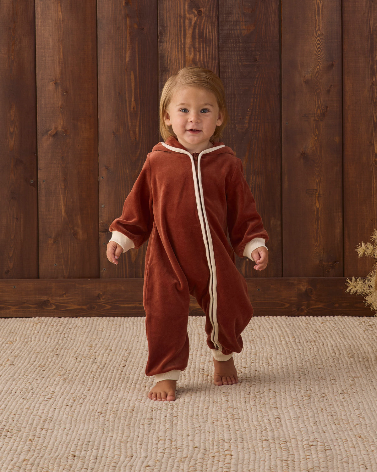 Velour Zip Jumpsuit || Redwood