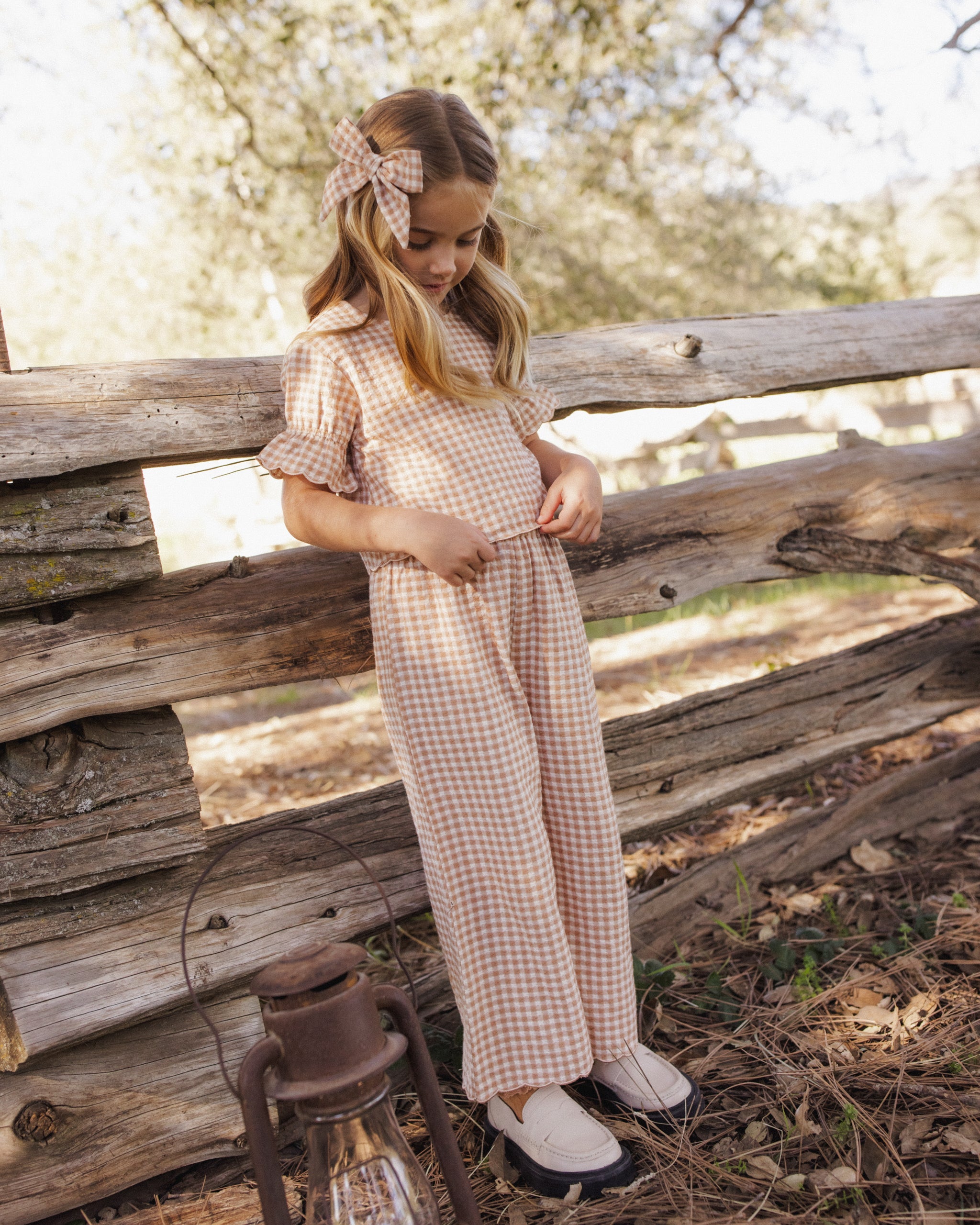 Wide Leg Pant || Fawn Gingham