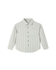 Collared Long Sleeve Shirt || Sage Pinstripe
