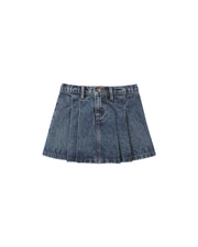 Pleated Denim Skirt || Indigo