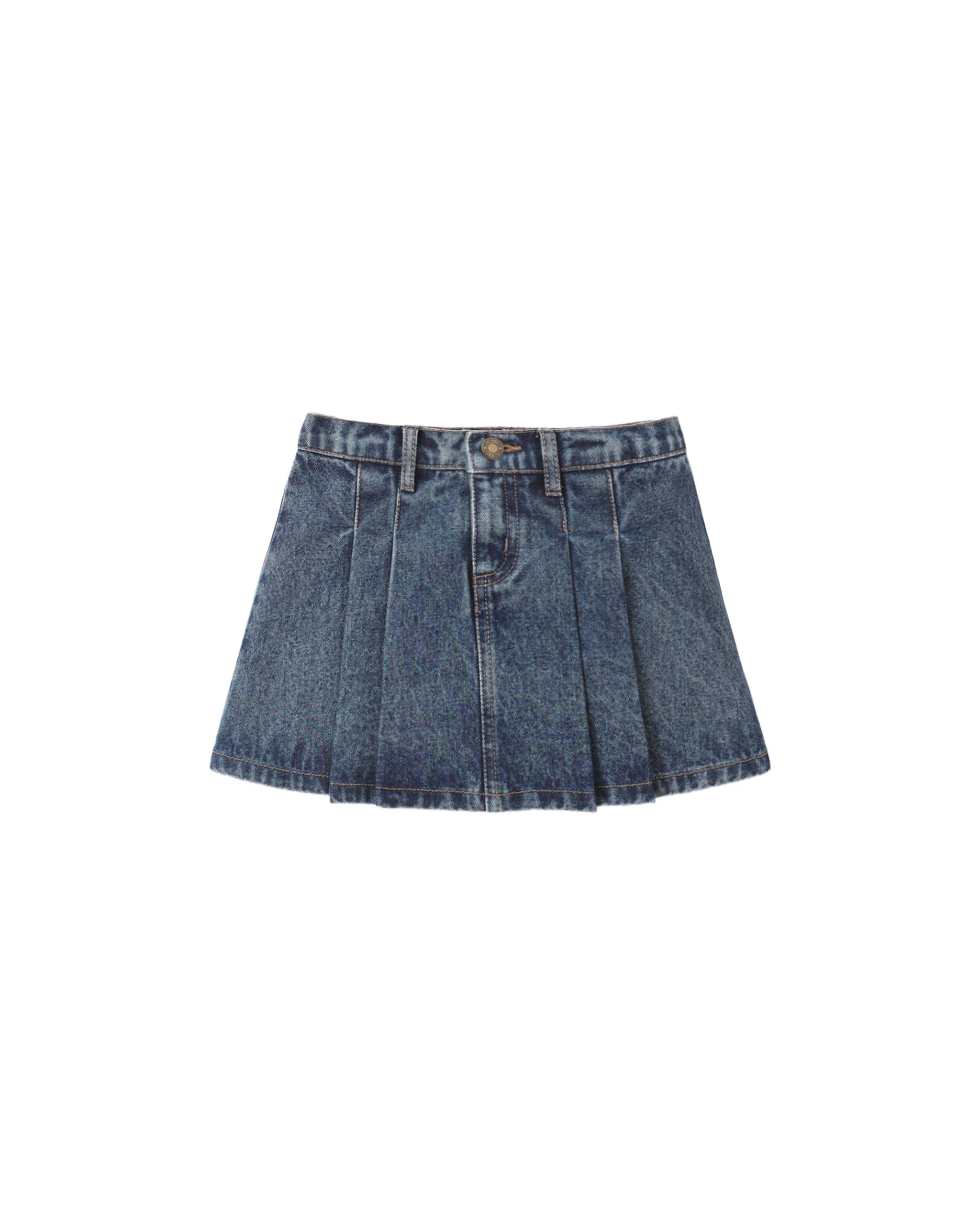 Pleated Denim Skirt || Indigo