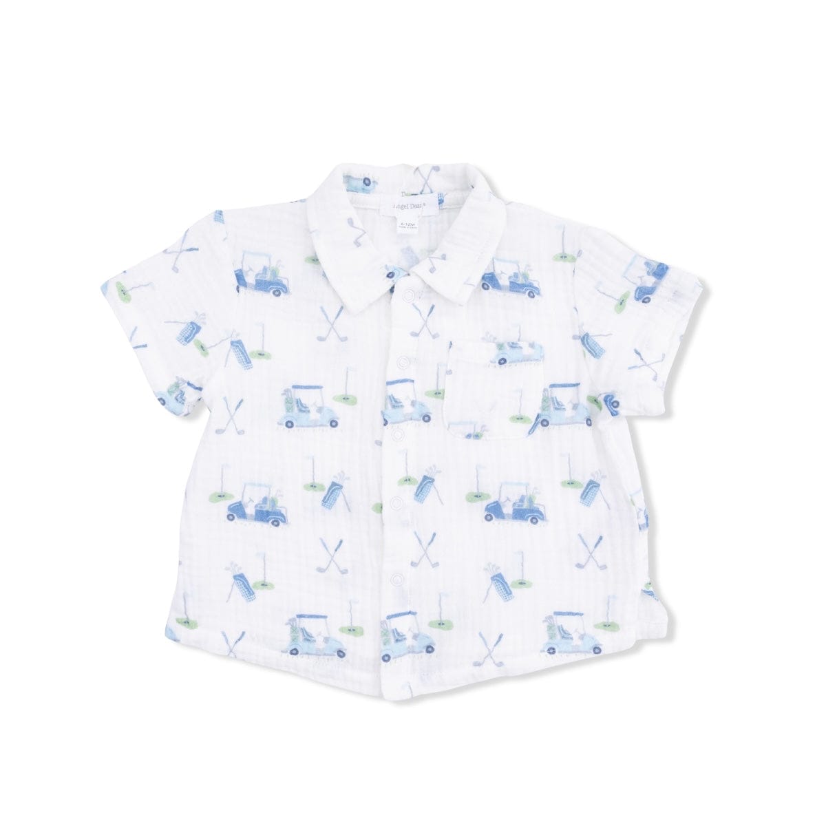 Angel Dear Baby Baby Golf Carts Blue - Polo Button Up With Casual Short