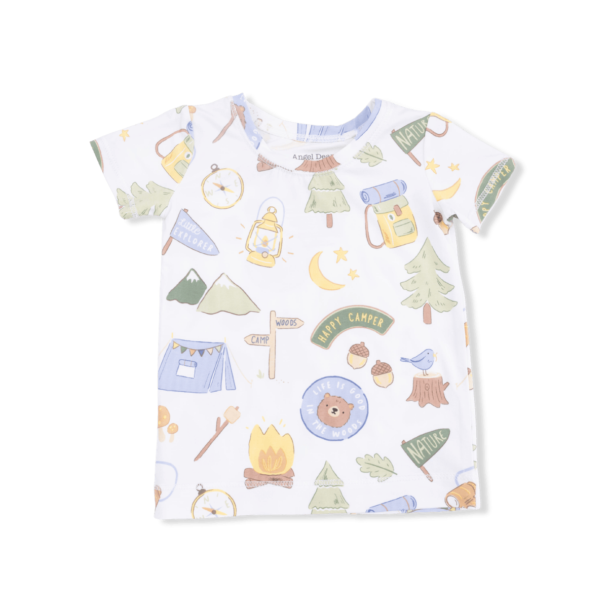 Angel Dear Baby Camping Blue - Short Sleeve Loungewear Set