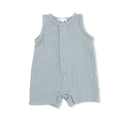Angel Dear Baby Solid Muslin Jadeite - Sleeveless Shortie Romper