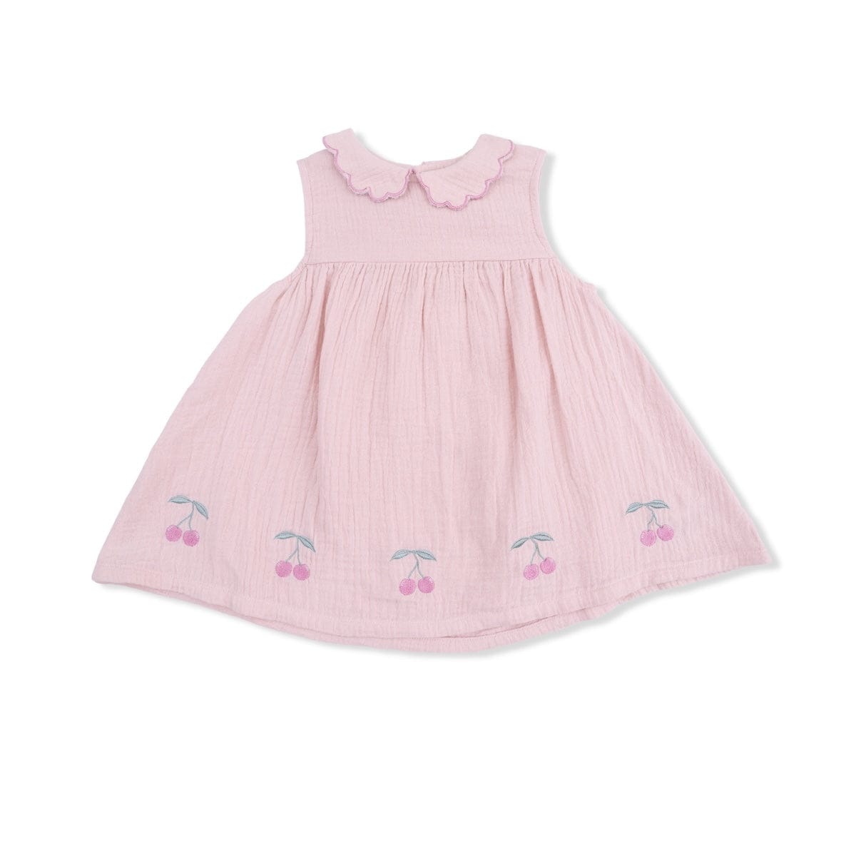Angel Dear Baby Solid Muslin Lotus - Petal Collar Dress Set