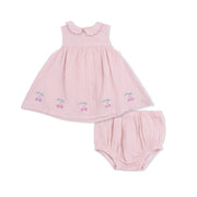 Angel Dear Baby Solid Muslin Lotus - Petal Collar Dress Set