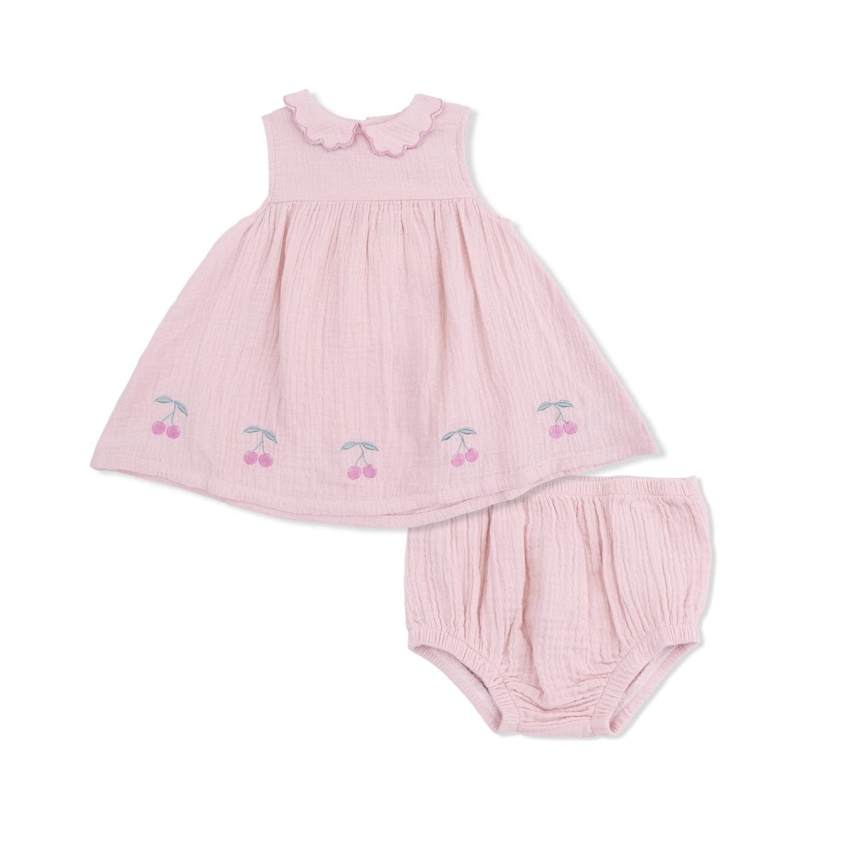 Angel Dear Baby Solid Muslin Lotus - Petal Collar Dress Set