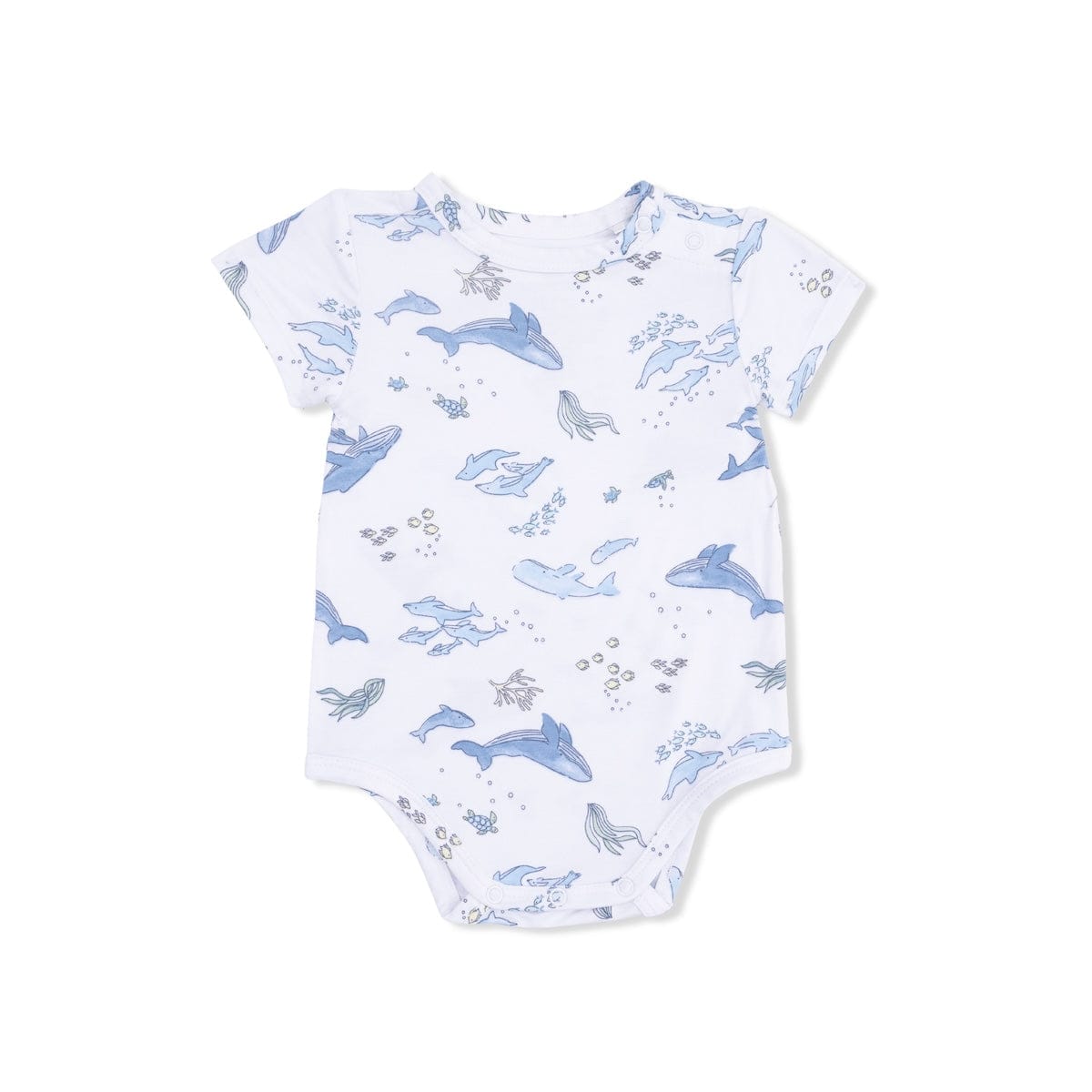 Angel Dear Baby Watercolor Blue Whales - Short Sleeve Bodysuit