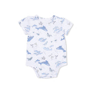 Angel Dear Baby Watercolor Blue Whales - Short Sleeve Bodysuit