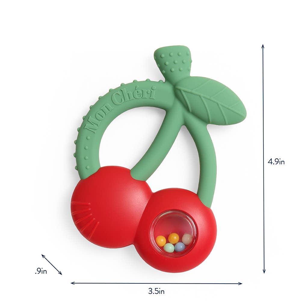 Bitzy Shake™ - Silicone Teether with Rattle - Cherry